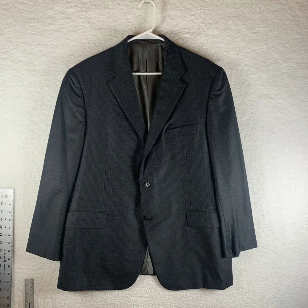 Hickey Freeman Loro Piana Blazer Jacket Men Gray Plaid Single Breasted 150s Wool